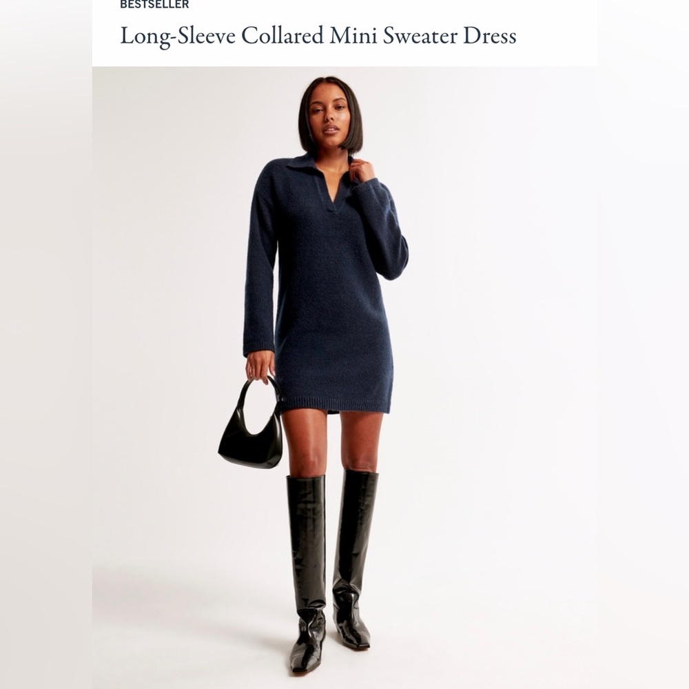 Abercrombie & Fitch Long-Sleeve Navy Sweater Dress